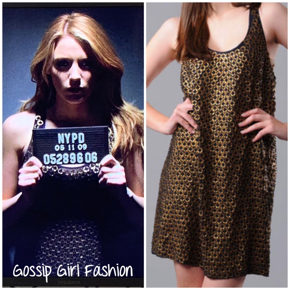 Haute Hippie Black and Gold Mini Dress